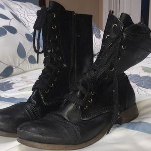 Black combat boots, size 8